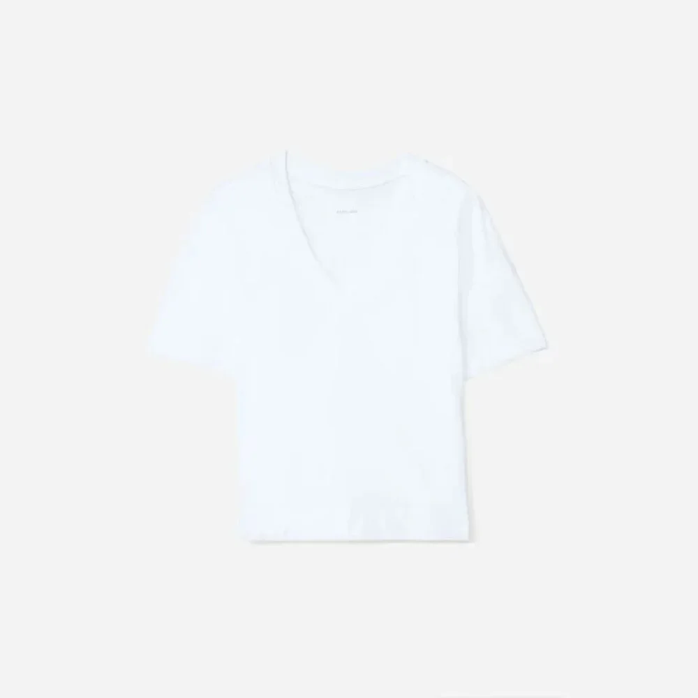 Everlane The Organic Cotton Slouchy V Neck in White - sz Small